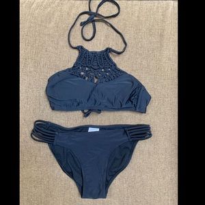 Xhilaration Black Two Piece Swim Suit. Top: XS Bottom: Small